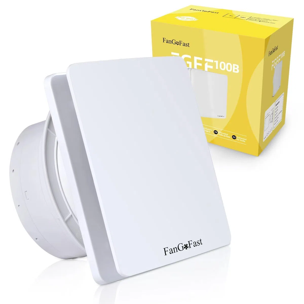 FanGoFast Badlüfter 100mm, Abluftventilator Leiser mit Rücklaufklappe, 12W Leistungsstarke Wandventilator Lüfter für Küche Bad Gewächshaus Garage