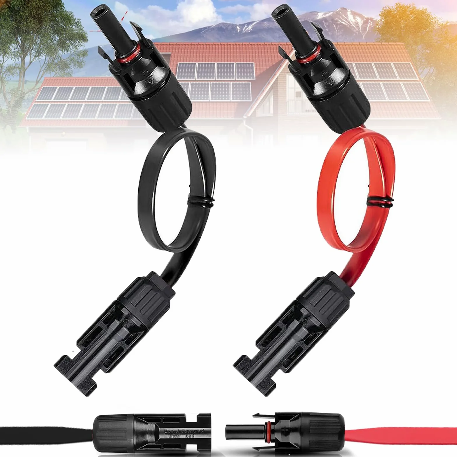 Solarpanel Flachkabel 6mm², 100CM Solarkabel Fensterdurchführung Flexibel mit Stecker und Kupplung, 2 Stück PV Flach Solarkabel für Solarmodulen und Wechselrichtern