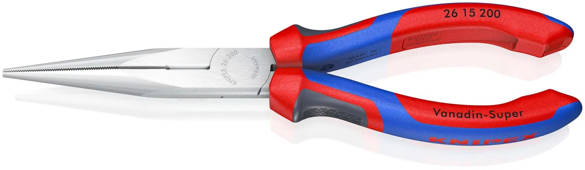 KNIPEX Flachrundzange mit Schneide (Storchschnabelzange) verchromt mit Comfort-Griffen 200 mm, 26 15 200