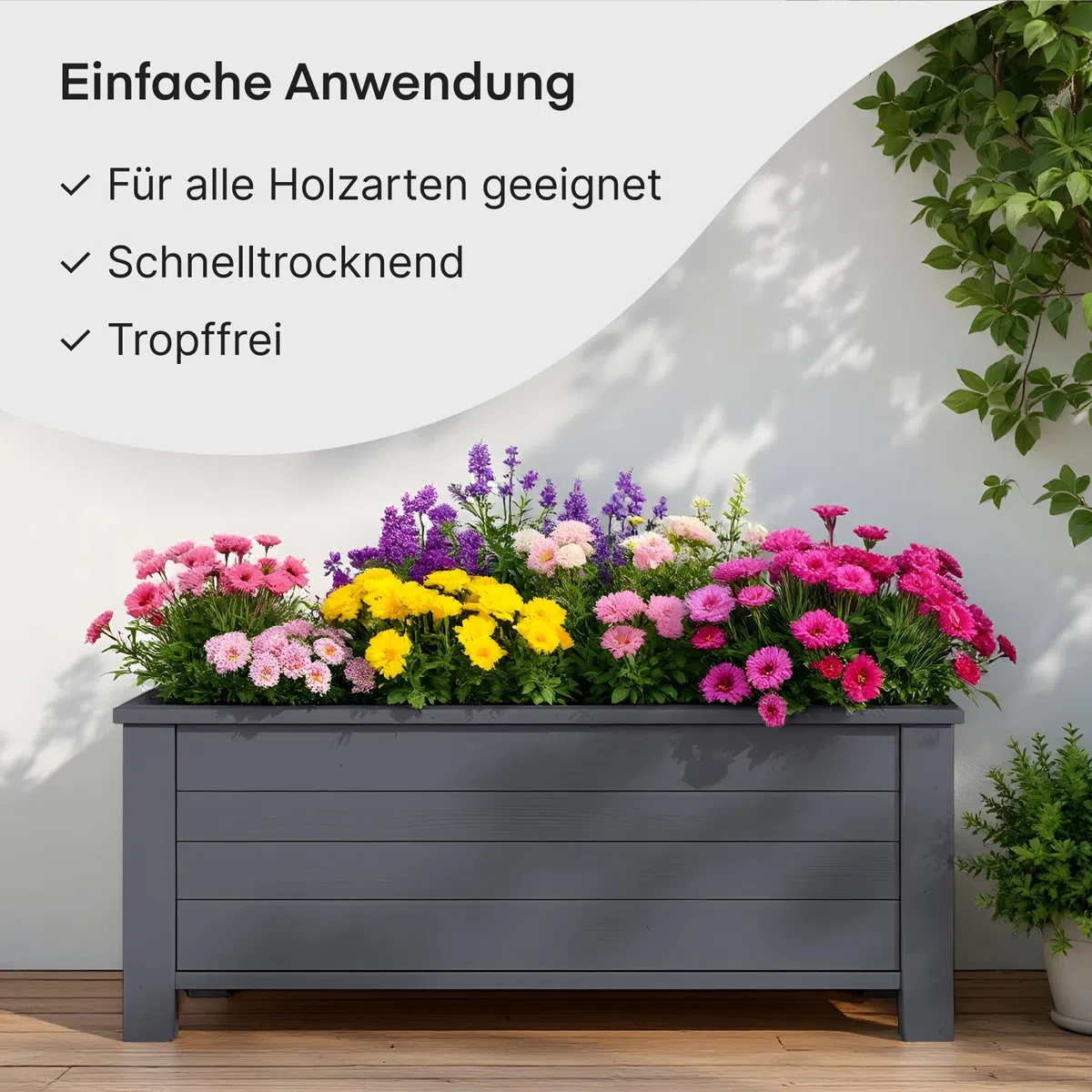 Grundmann Holzfarbe ACL 100 - Holzlack 0,7 Kg Grau - 4in1 inkl. Grundierung - Seidenmatt - Wetterfest für Innen und Außen - RAL 7016 Anthrazitgrau