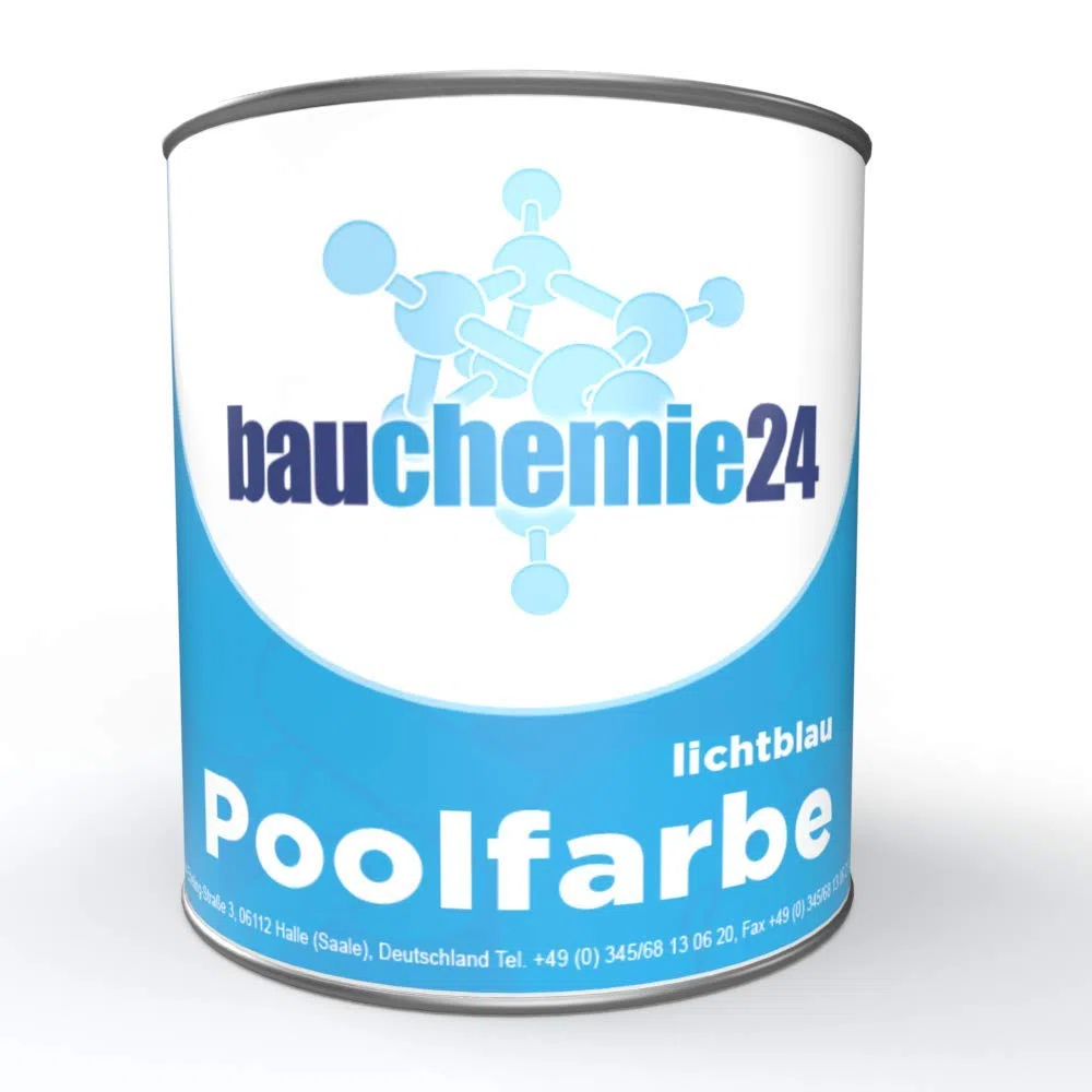 Poolfarbe Schwimmbadfarbe Teichfarbe | 750ml | lichtblau RAL 5012 Schwimmbeckenfarbe für Becken, Brunnen, Pool aus Beton, grundiertem GfK oder Metall | rissüberbrückend, UV-stabil