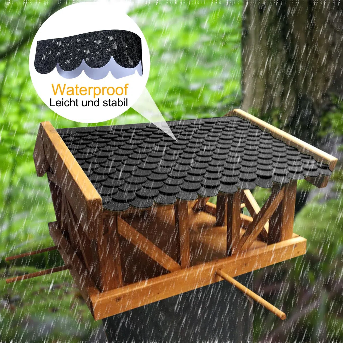 53stk Dachpappe für Vogelhaus Wasserdicht Dachschindeln Selbstklebend Mini Dachschindeln für Nistkastendach Nistkasten Kaninchenstall Hundehütte Briefkastendächer (Schwarz)