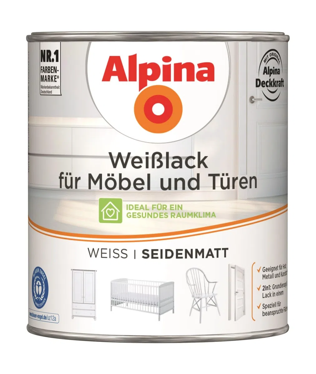 Alpina Weißlack für Möbel und Türen 750ml seidenmatt