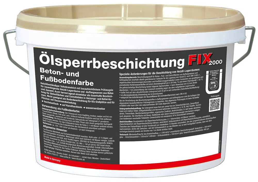 Pufas fix 2000 Ölsperrbeschichtung Beton- und Fussbodenfarbe 2,500 L