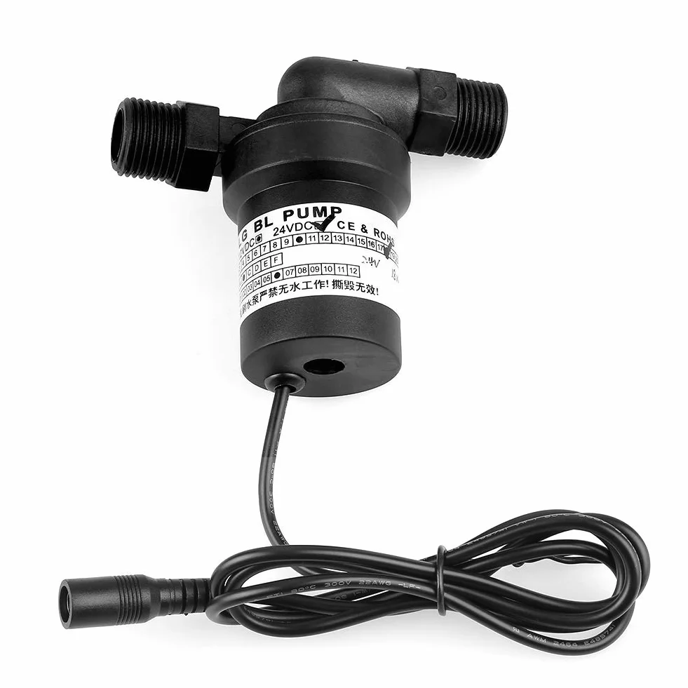 Warmwasserumwälzpumpe 24V DC 18W, Bürstenlose Heißwasserpumpe mit 1/2 BSP Gewinde, Geräuscharme Zirkulationspumpe für Solarwarmwasserbereiter