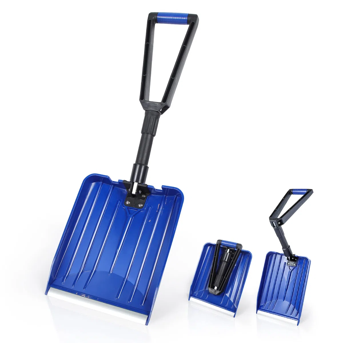 ORIENTOOLS Schneeschaufel,Schwere Faltbare Schneeschaufel,Schneeschaufel Auto mit zusammenklappendem D-Griff (blau, Länge: 14-31,5 '', Klinge: 13 '' x 11 '')