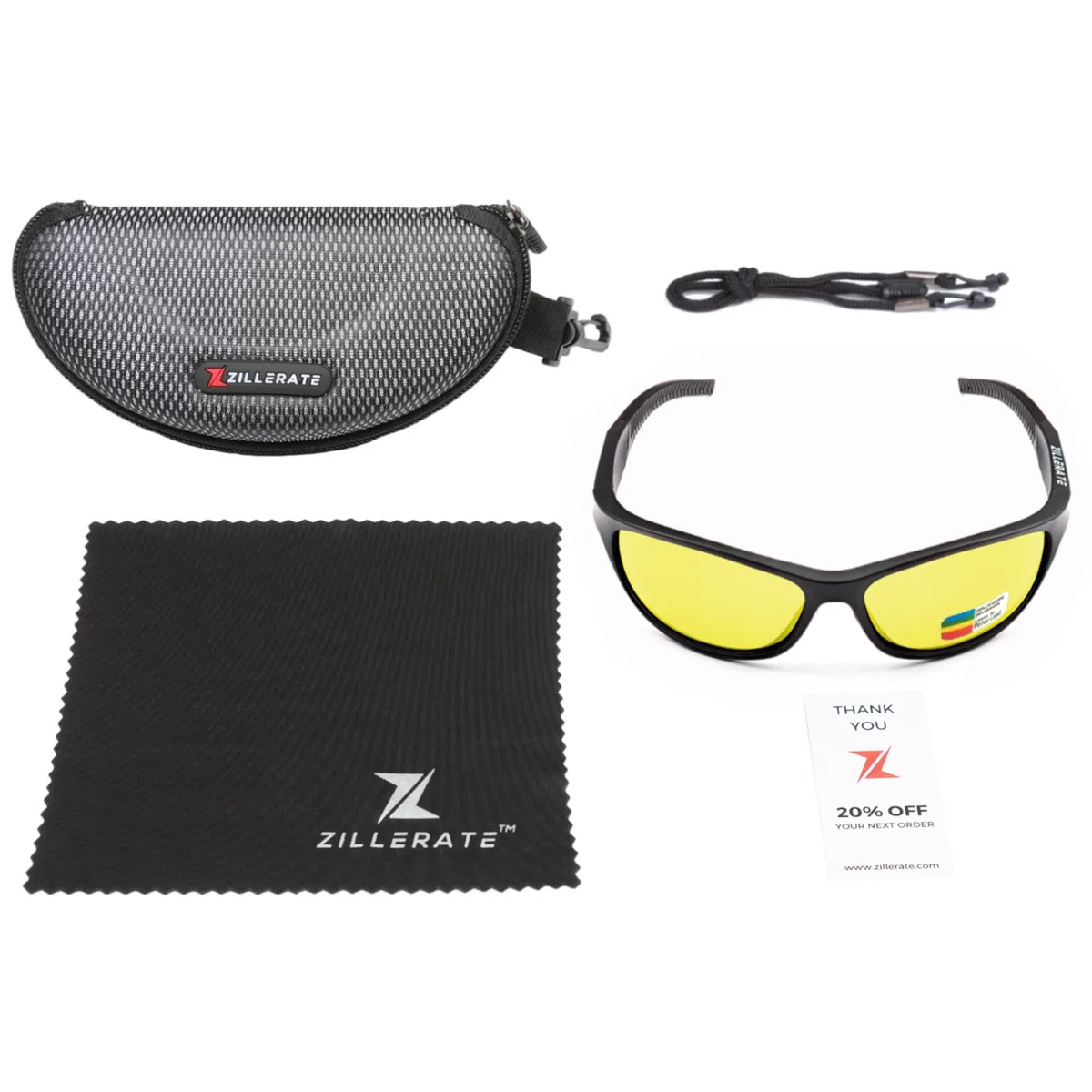ZILLERATE NACHTFAHRBRILLE Unisex - Nachtsichtbrille filtert Licht von Scheinwerfern, NACHTBRILLE zum Autofahren, Gelb getöntes HD-Sichtglas, leichter komfortabler TR90-Rahmen, mit Hartschalen-Etui