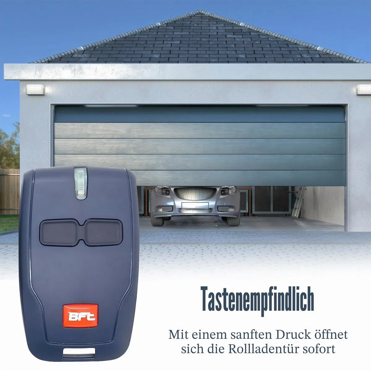 2 x 433 MHz Fernbedienung für BFT Toröffner, Ersatz für BFT Mitto 2 Fernbedienung, 2-K-Garagentor-Schlüsselanhänger mit Schlüsselanhänger, kompatibel mit MITTO B RCB02 12 V elektrischem