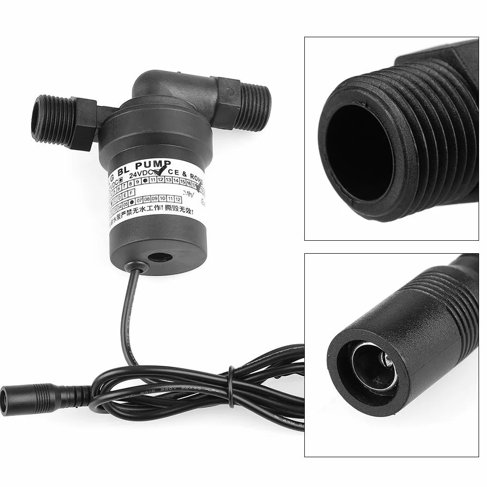 Warmwasserumwälzpumpe 24V DC 18W, Bürstenlose Heißwasserpumpe mit 1/2 BSP Gewinde, Geräuscharme Zirkulationspumpe für Solarwarmwasserbereiter