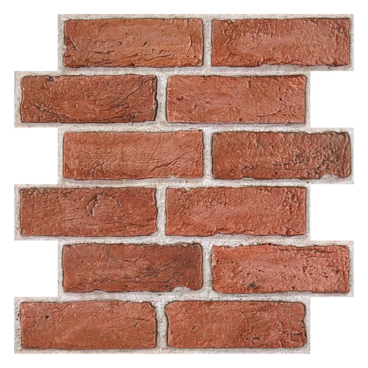 COMSTICKC 3D Wandpaneele Selbstklebend Ziegeloptik Rot, 10 Stück, 3D Wandverkleidung Steinoptik PVC Wandaufkleber 3D Tapete, 30 X 30 CM Wall Panel für Wohnzimmer,Schlafzimmer,Küche Innendekoration