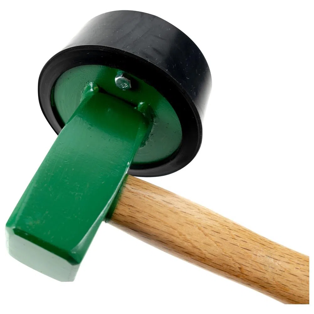 Sanpro Profi Pflasterhammer rund 2,5 kg mit wechselbarem Gummi | Langlebiger Plattenverlegehammer groß für Steinplatten, Terrassenplatten, Platten | Gummihammer, Schonhammer zum Pflastern in schwarz