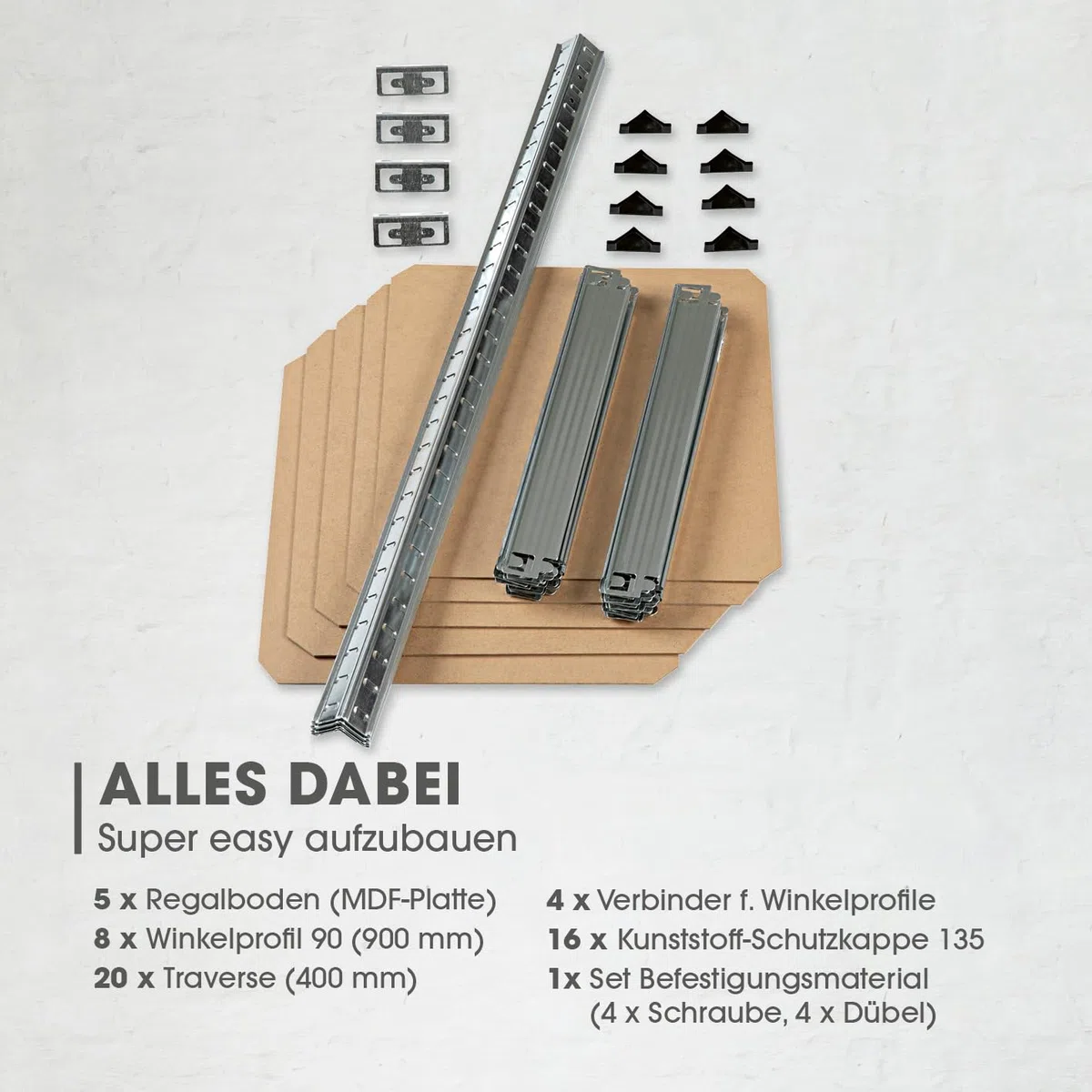 EASYmaxx Schwerlastregal 40x40x180 cm | 875 kg Traglast, 175 kg pro Ebene | Regal und Werkbank | Kellerregal, Lagerregal mit 5 verstellbaren Ablagen | Für Keller, Garage, Hobbyraum, Werkstatt