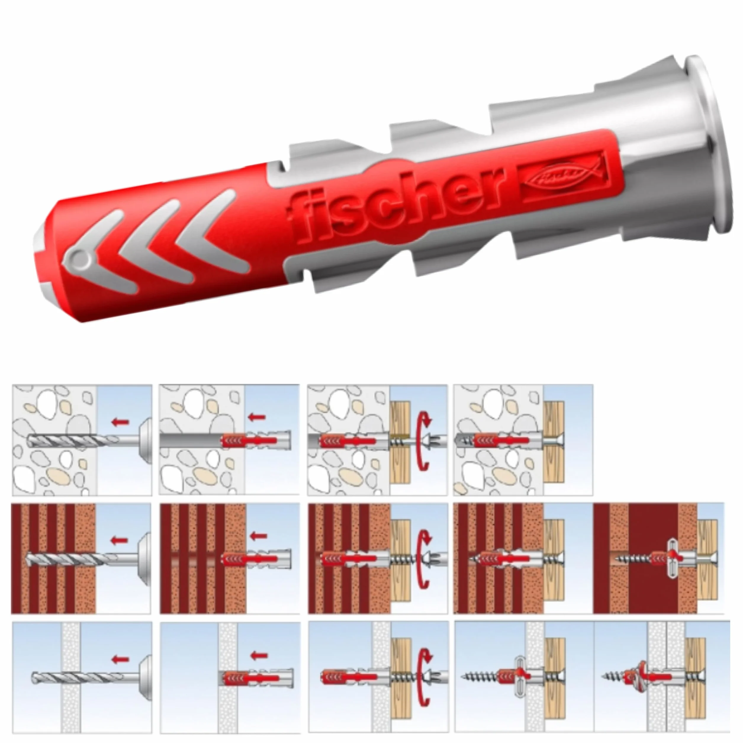 Fischer Duopower Dübel Sortiment 150 Teilig Universaldübel 5x25 6x30 8x40 10x50 mm