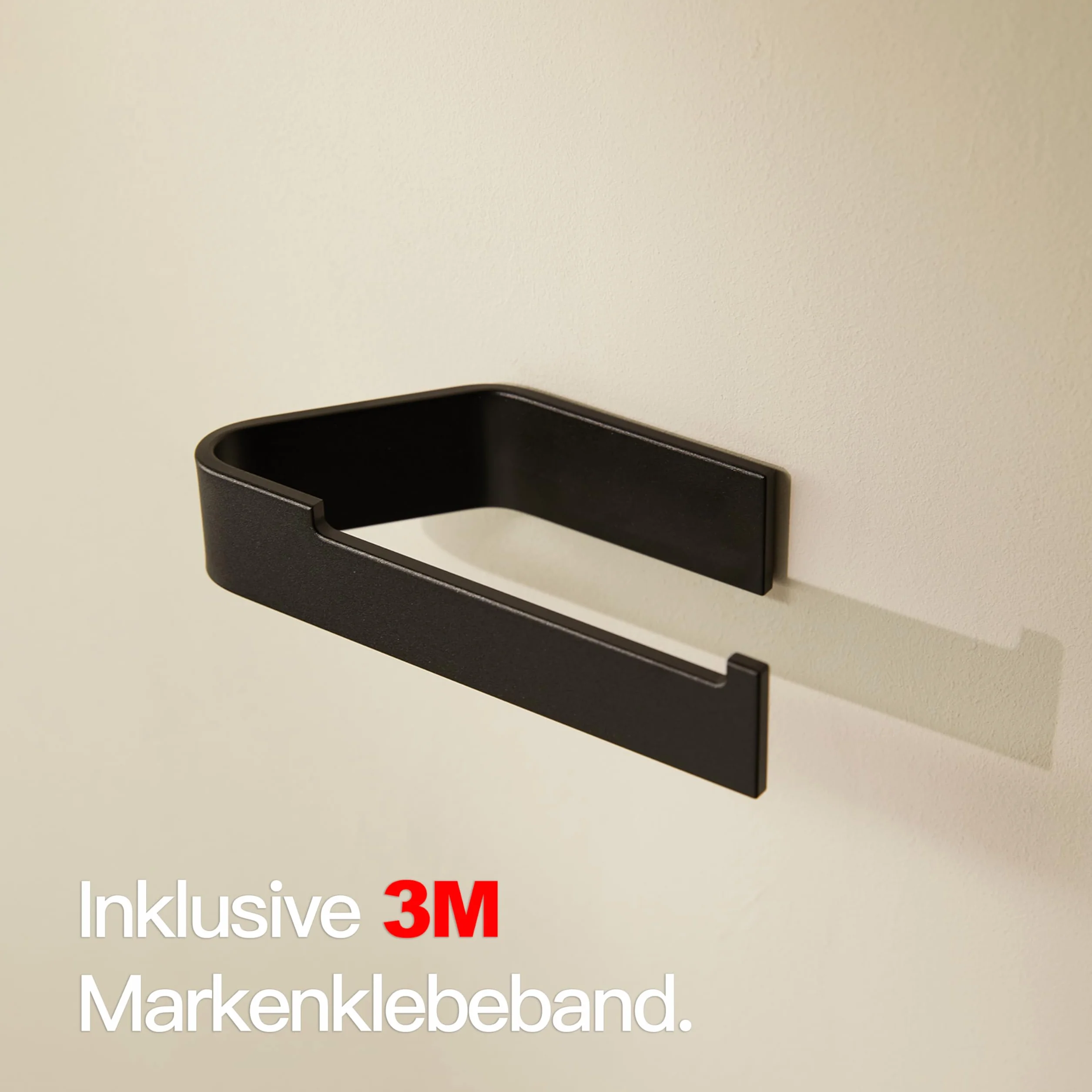 Designfabrik Hamburg Toilettenpapierhalter ohne Bohren | Klopapierhalter zum Kleben | Klorollenhalter Bad | WC Rollenhalter selbstklebend | Toilettenpapierhalter Schwarz | Modernes Design