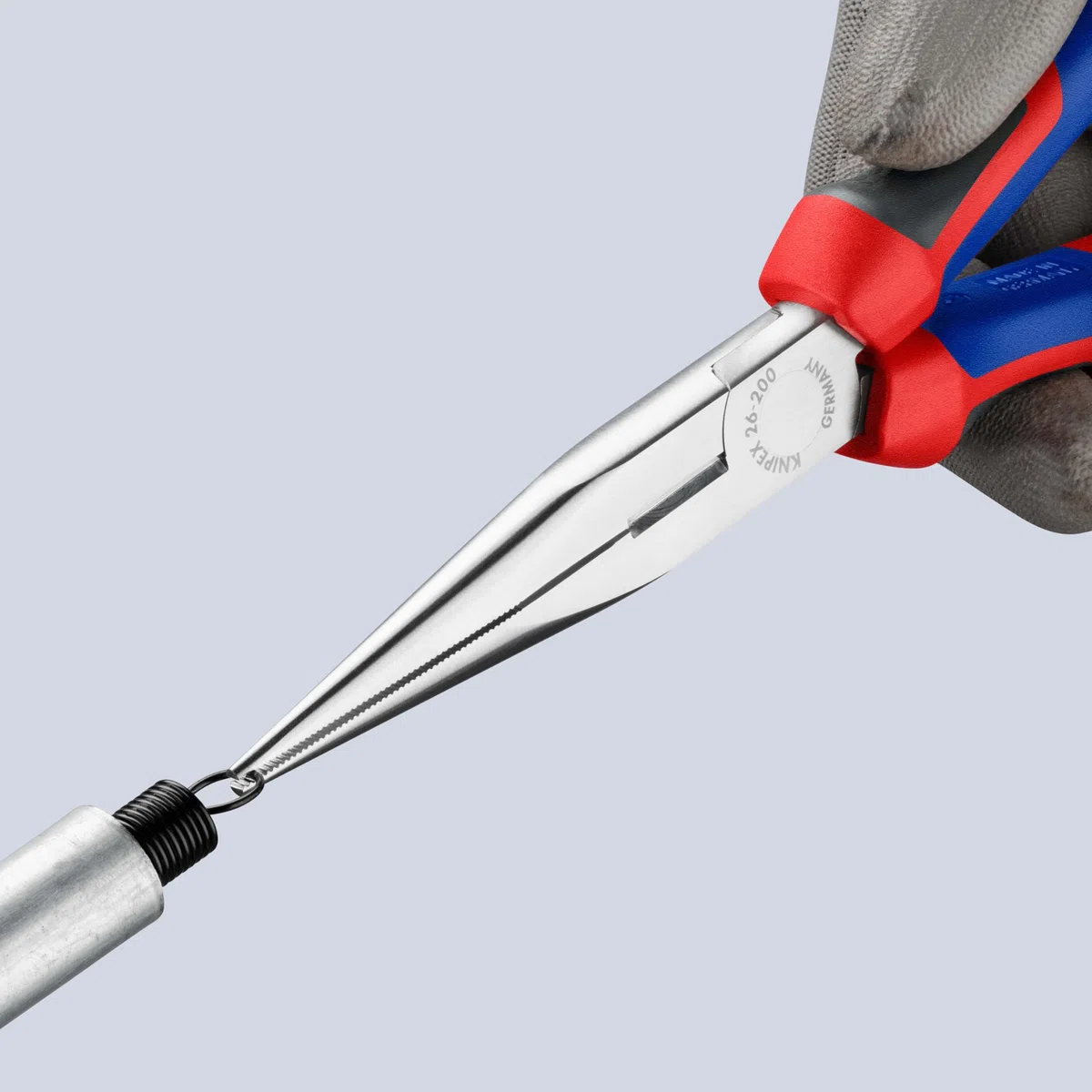 KNIPEX Flachrundzange mit Schneide (Storchschnabelzange) verchromt mit Comfort-Griffen 200 mm, 26 15 200