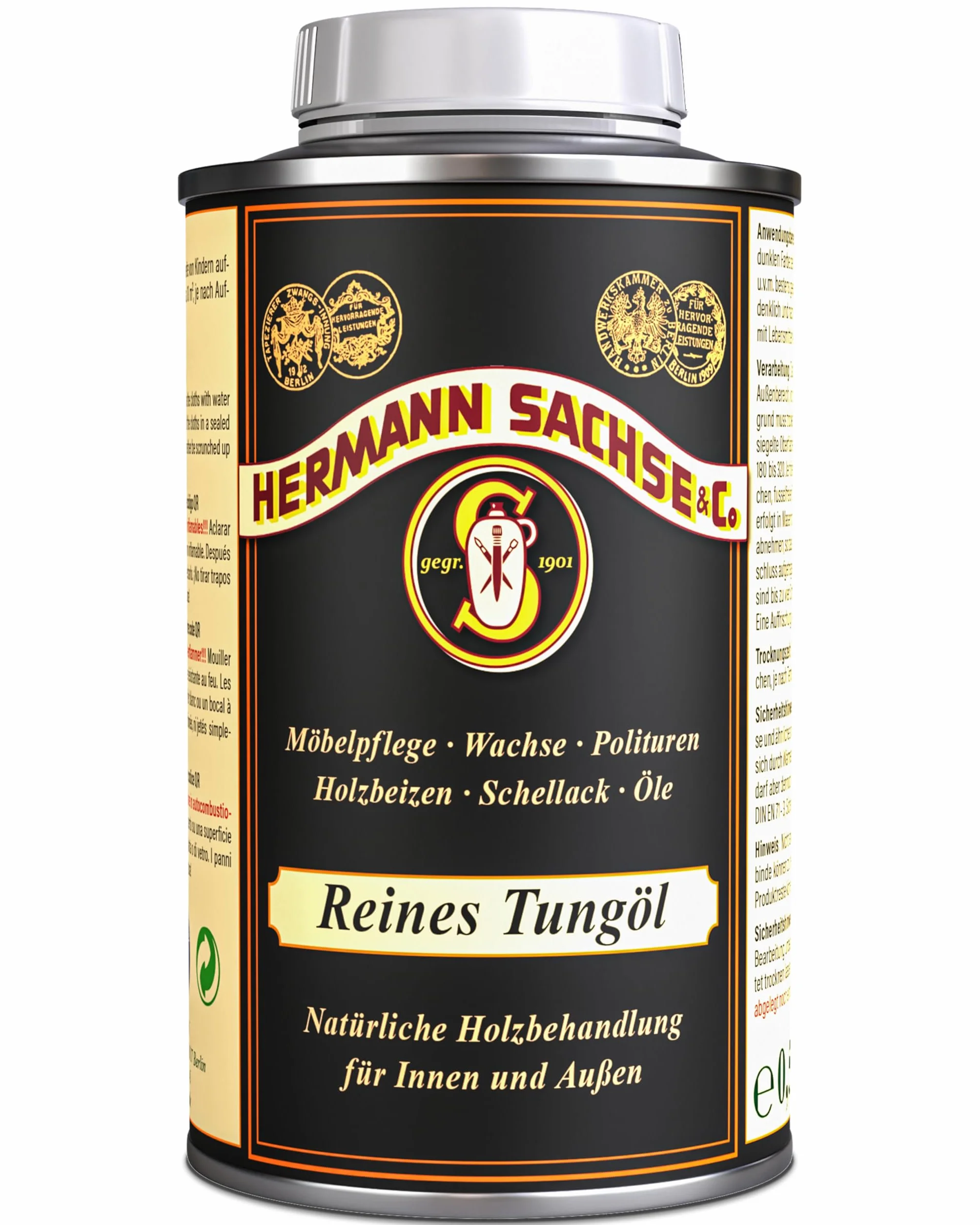 Reines Tungöl 0,5 L – reines Holzöl für innen & außen – sehr widerstandsfähige, wasserfeste Oberfläche – Reichweite ca. 4–8 m²