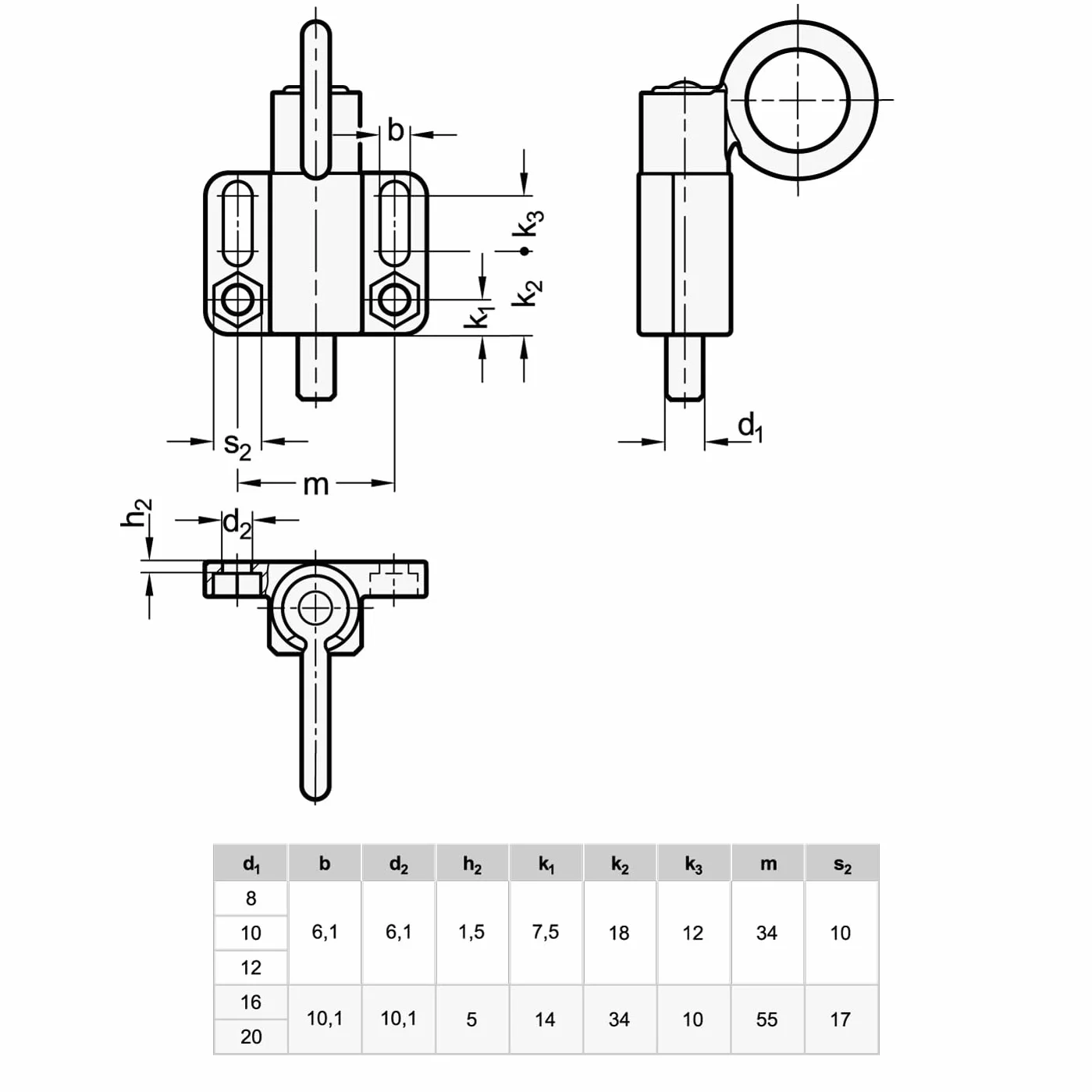 Ganter Normelemente | Rastbolzen mit Zugring | zum Anschrauben | mit Rastsperre | GN 722.6-12-20-C-ZB | verzinkt | Bolzen ⌀12mm