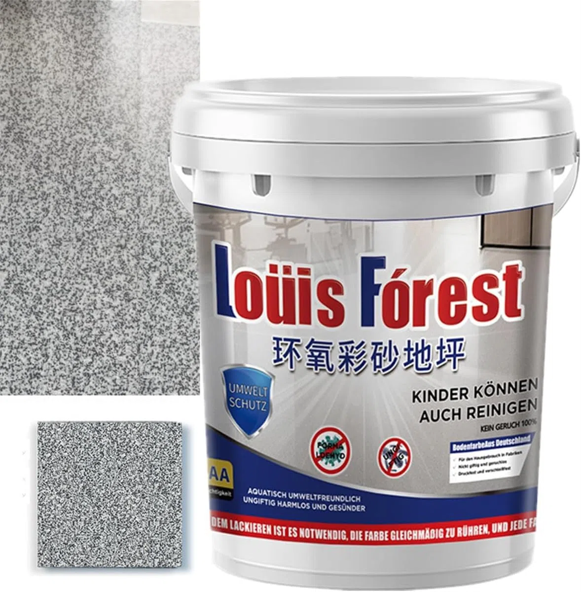 Epoxy Colored Sand Floor Paint,Louis Forest Epoxy Waterproof Floor Paints,High-Gloss Marble Effect EpoxyFloor Coating,Water-Based Epoxys Floor Paint,Suitable for Concrete,Tiles, Marble (Grey A)