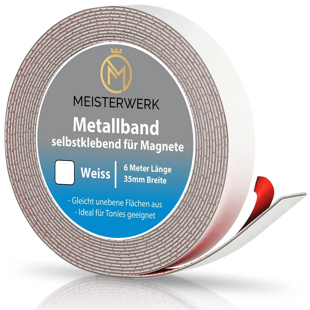 MEISTERWERK Metallband Selbstklebend Für Tonies, Magnete & Tonie Tribüne Mit Starkem Schaumstoffkleber - Magnetband Und Magnetleiste