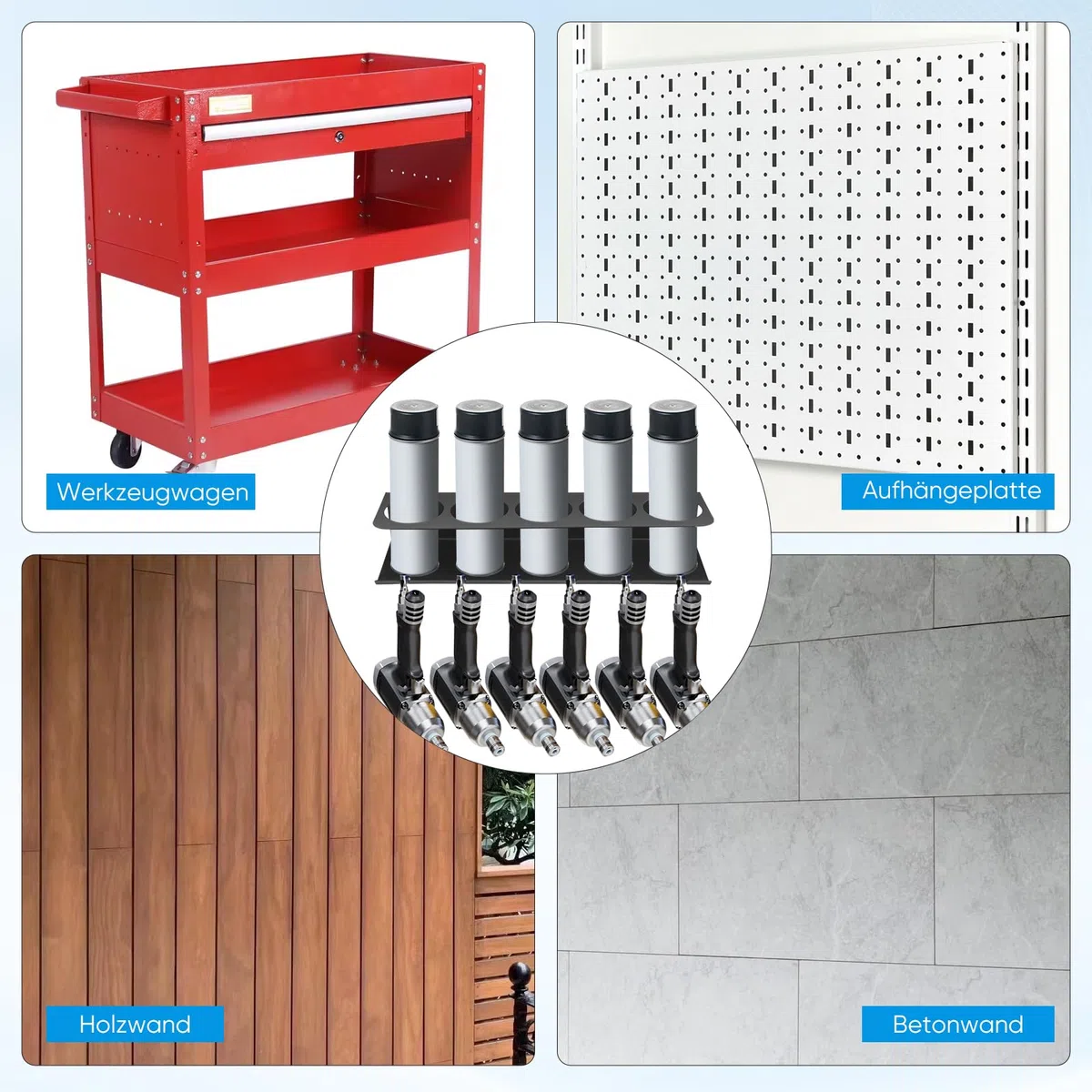 Dosenhalter 2Stück,Spraydosen,Sprühdosenhalter,Metall-Wandhalterung mit 5 Schlitzen,Platzsparendes Spraydosenregal & Werkzeug-Organizer für Werkstatt, Garage & Zuhause