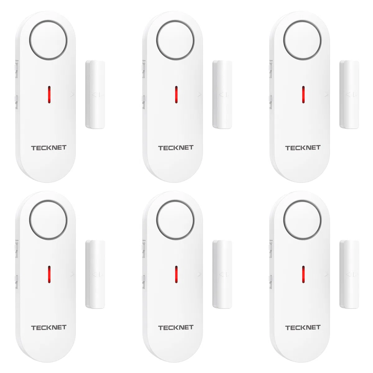 TECKNET Türalarm, Fensteralarm Einbruchschutz, Kabellose Alarmanlage Tür-Fenstersensoren und 3-stufiger Lautstärkeregelung, Türalarm mit Sirene für Haus, Geschäft, Büro und Wohnung (6 PCS)