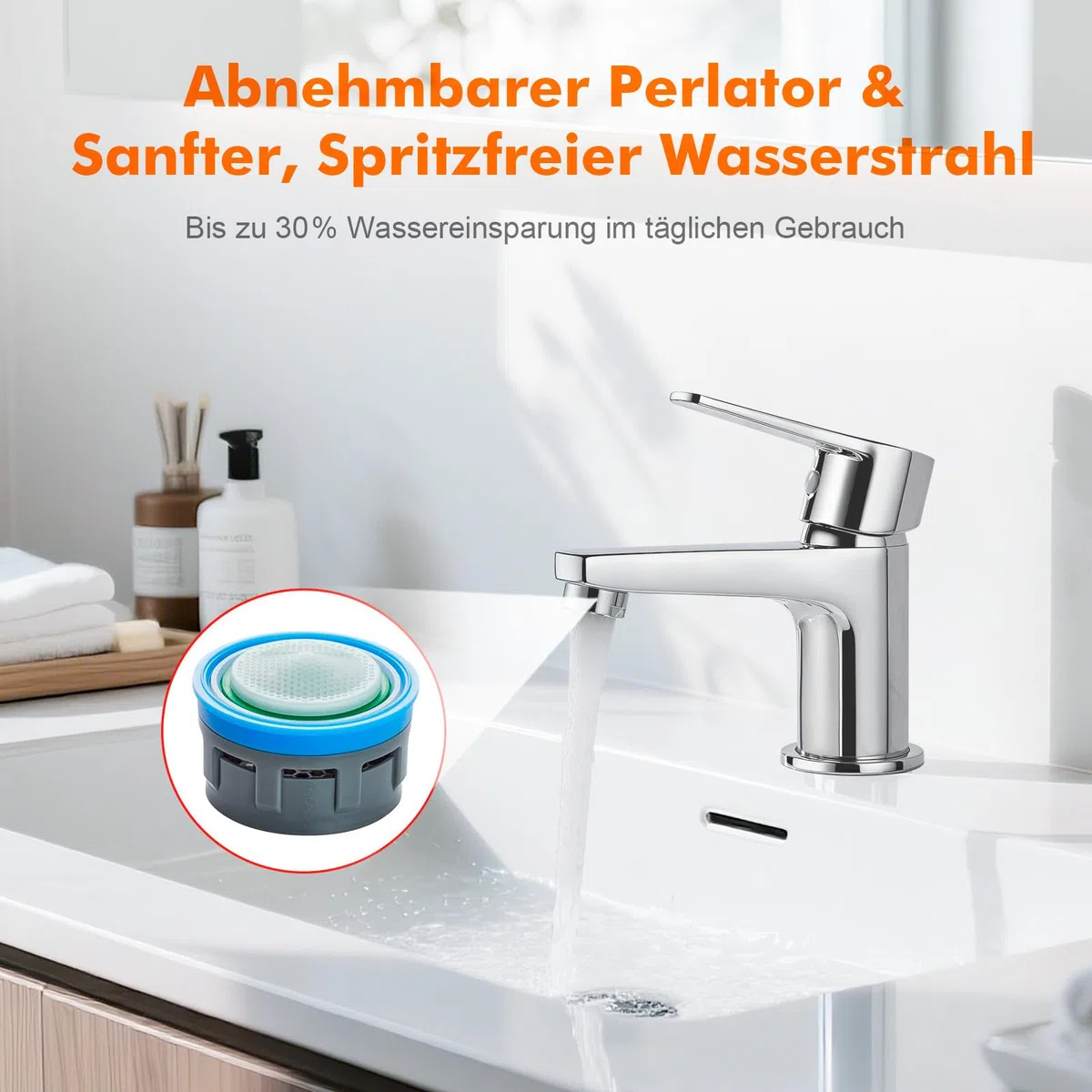 Ibergrif Wasserhahn Bad Chrom - Kompakte Mischbatterie für Kalt- und Warmwasser, Einhand-Waschtischarmatur Gäste-WC mit Keramikkartusche, Wassersparend, inkl. G 3/8 Schläuche, M11057