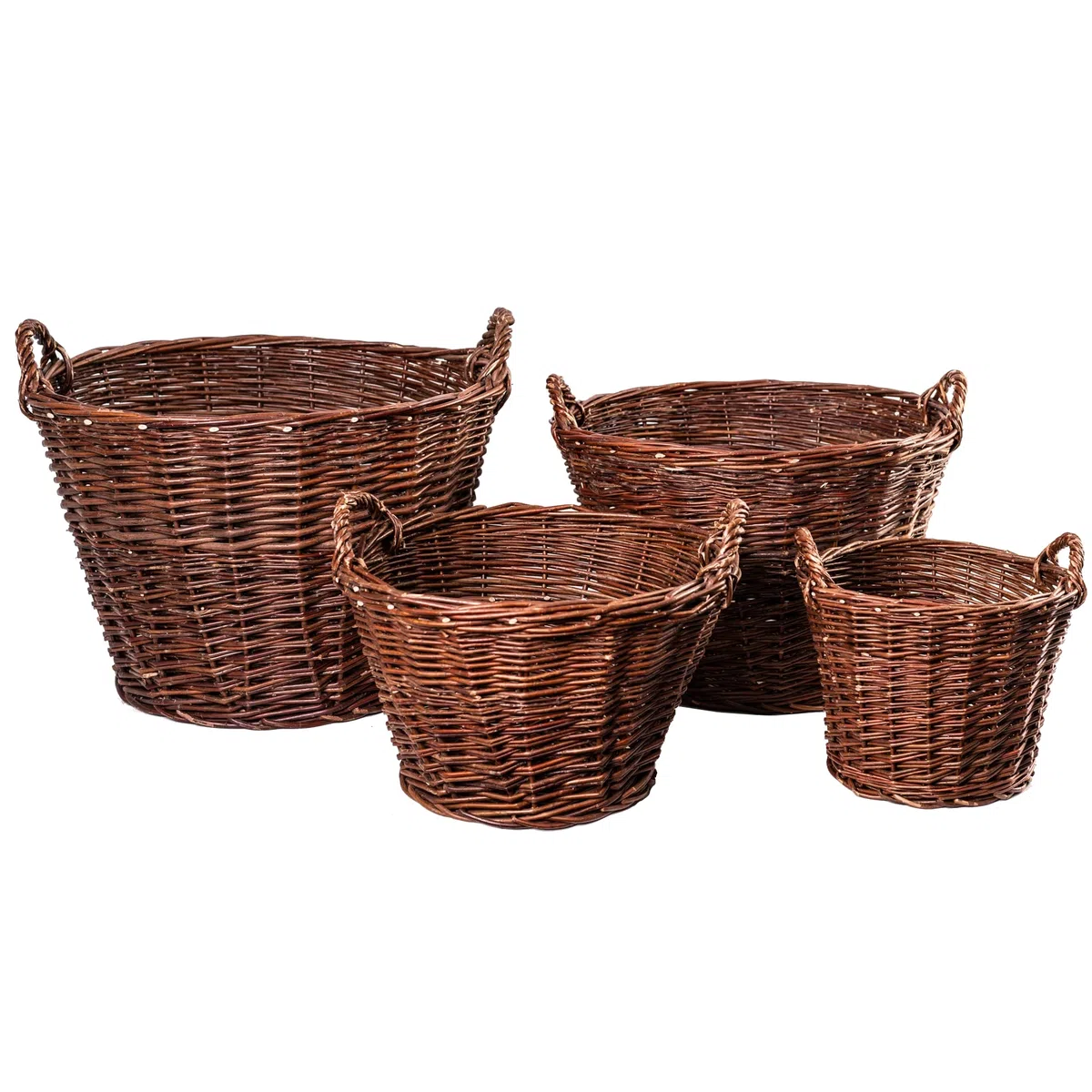 Weidenkorb 7-GRÖßE Kaminholzkorb Kartoffelkorb Obstkorb Füllkorb Kiepe Gartenkorb (Ø 30 cm)