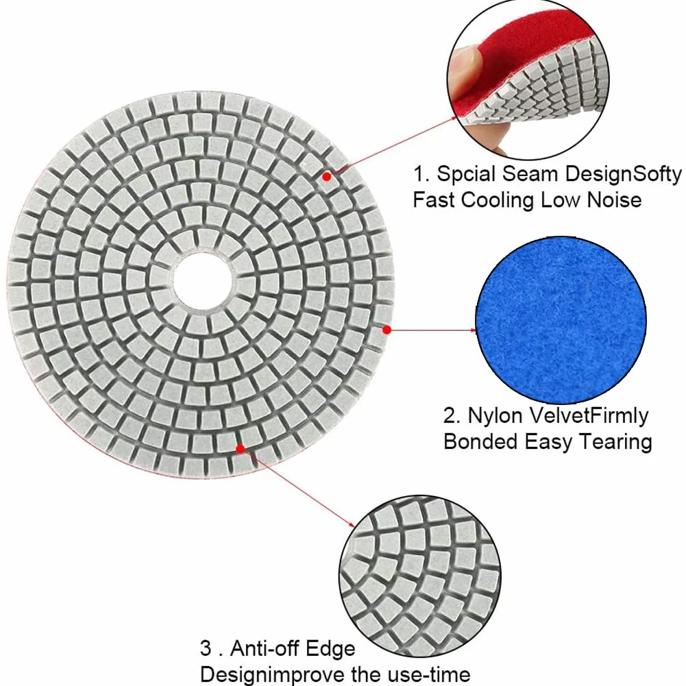 7 Stück 3 Inch Diamant Nass Polierscheibe Set mit Unterstützung Pad für Granit Stein Beton Marmor Bodenschleifer Oder Polierer