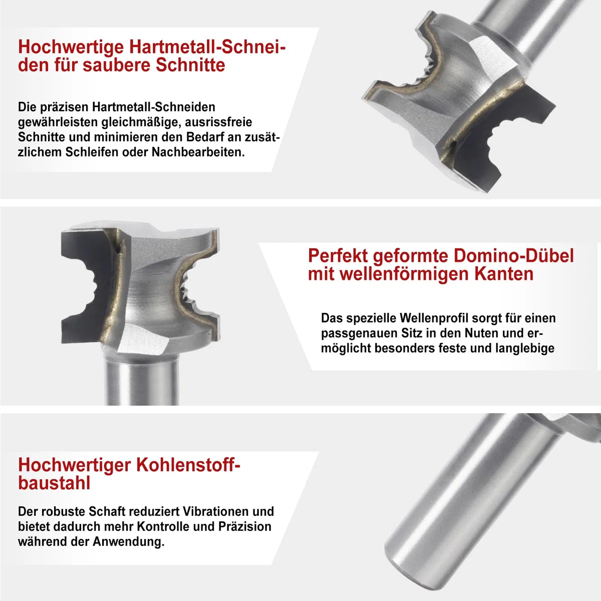 FindBuyTool Fräser Set, 4-teilig Kantenfräser 8mm Schaft für Festool Domino DF500/700, Wolframkarbid Bündigfräser Set für Holzbearbeitung und DIY-Projekte, Fräser-Bits D5, D6, D8, D10