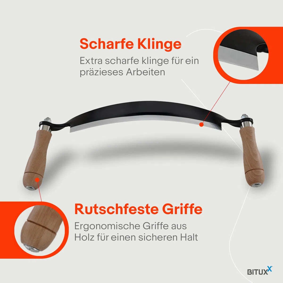 Bituxx Zugmesser für Holz Ziehmesser Schäleisen Zieheisen gebogen 10"