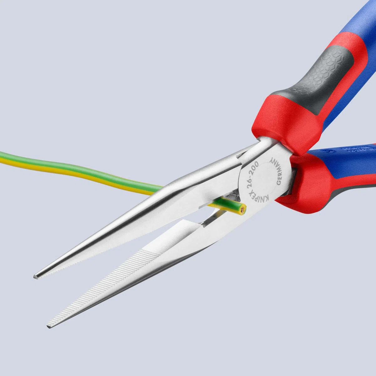 KNIPEX Flachrundzange mit Schneide (Storchschnabelzange) verchromt mit Comfort-Griffen 200 mm, 26 15 200