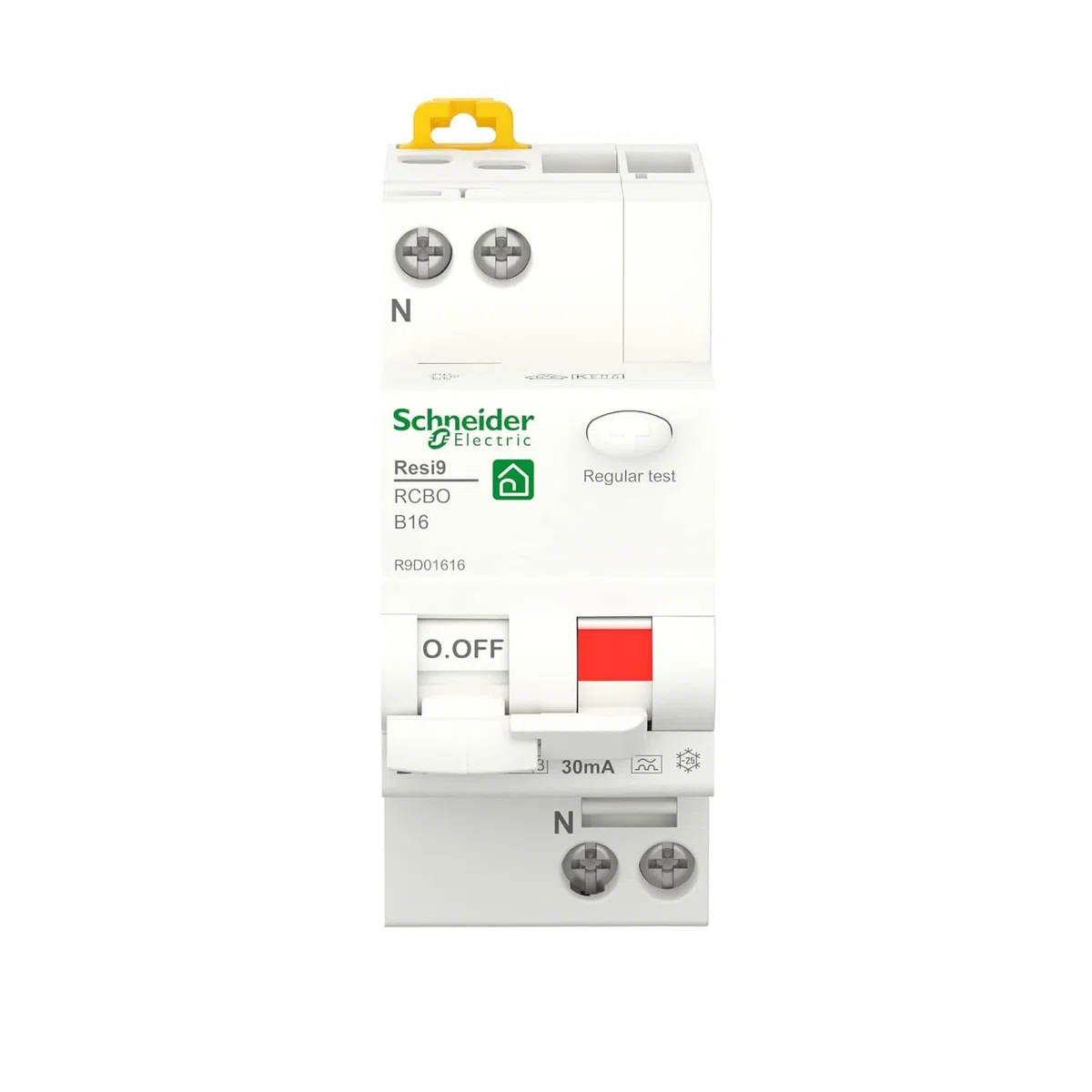 Schneider Electric FI-/Leitungsschutzschalter Resi9, 1-polig+N, 16A, 30mA, B-Charakteristik, Typ A, 6kA, grau, Artikelnummer R9D01616, 1 Stück
