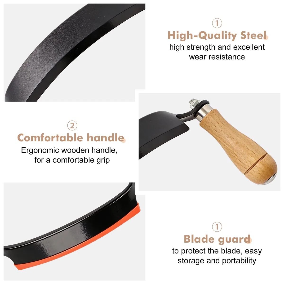 Zeichnen Rasur Werkzeug, 10 Zoll Zugmesser für Holz, Ziehmesser für Holz, Zugmesser Reifmesser mit Hohe Schärfe, Rindenschäler mit Ergonomischen Holzgriffen und Klingenschutz für Garten, Holzarbeiten