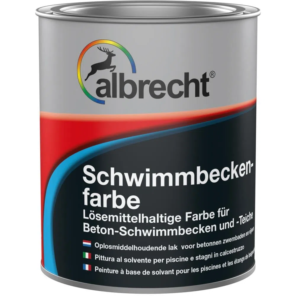 Albrecht Schwimmbeckenfarbe 750 ml | Capriblau | Unterwasserfarbe auf Chlorkautschukbasis | Für Schwimmbecken & Teiche | Seidenglänzend & wetterbeständig