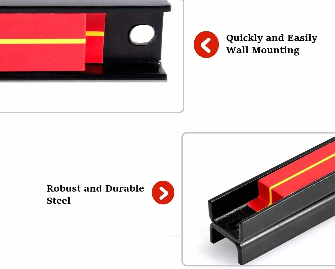 GIANTEX 3x Magnetleiste Werkzeug 46 cm Werkzeughalter Magnet stark Magnetschiene für Werkzeug Magnet Schiene Magnethalter Magnet Werkzeugleiste Wandhalter inkl. Montagematerial Werkstatt Rot