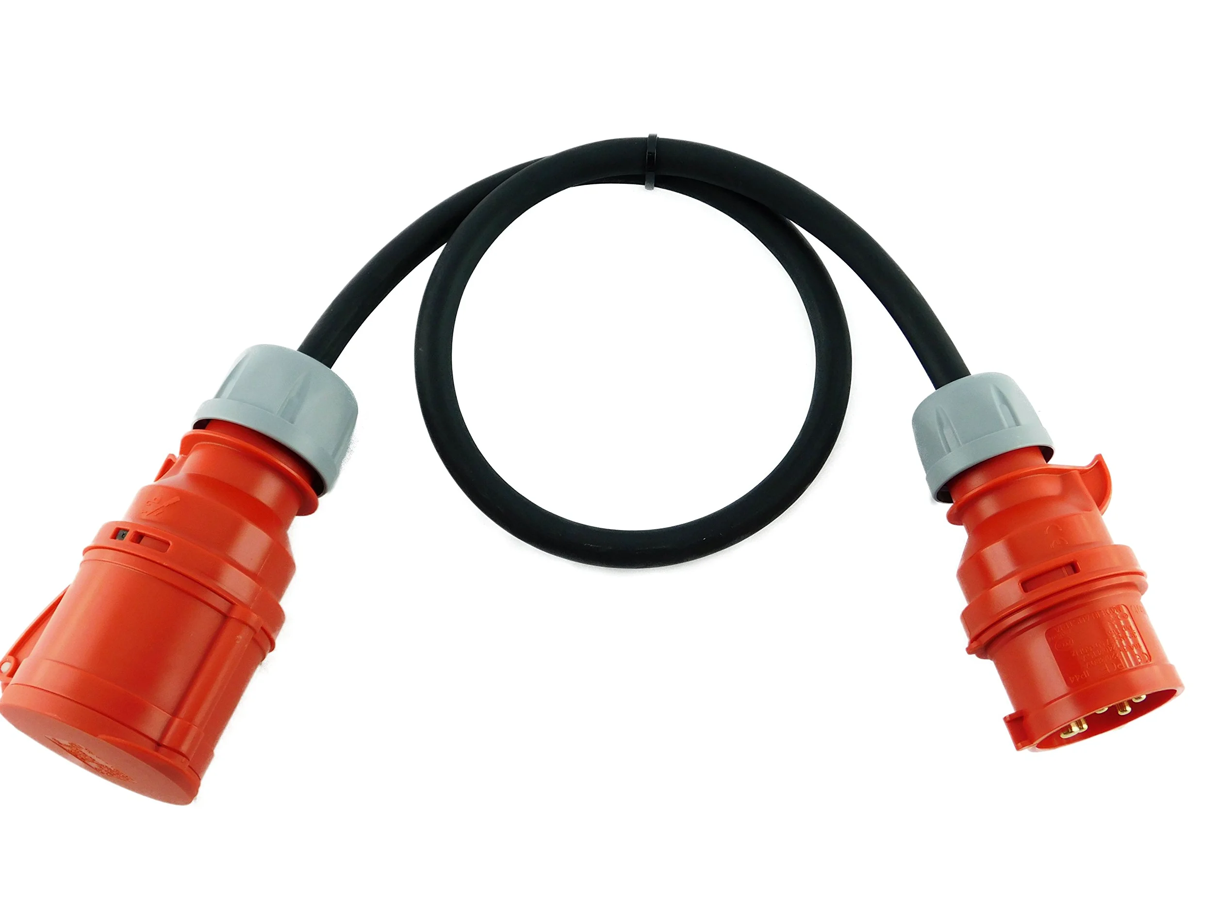NWP CEE Adapter 16A 400V Stecker auf 32A 400V Kupplung Starkstrom - 1m Anschlusskabel - IP44-5x2,5mm² Gummischlauchleitung