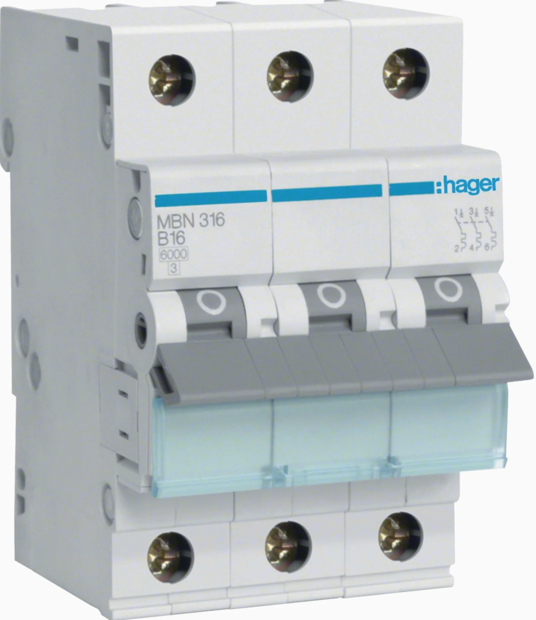 Hager Leitungsschutzschalter MBN316 3-polig 6kA B-16A 3M