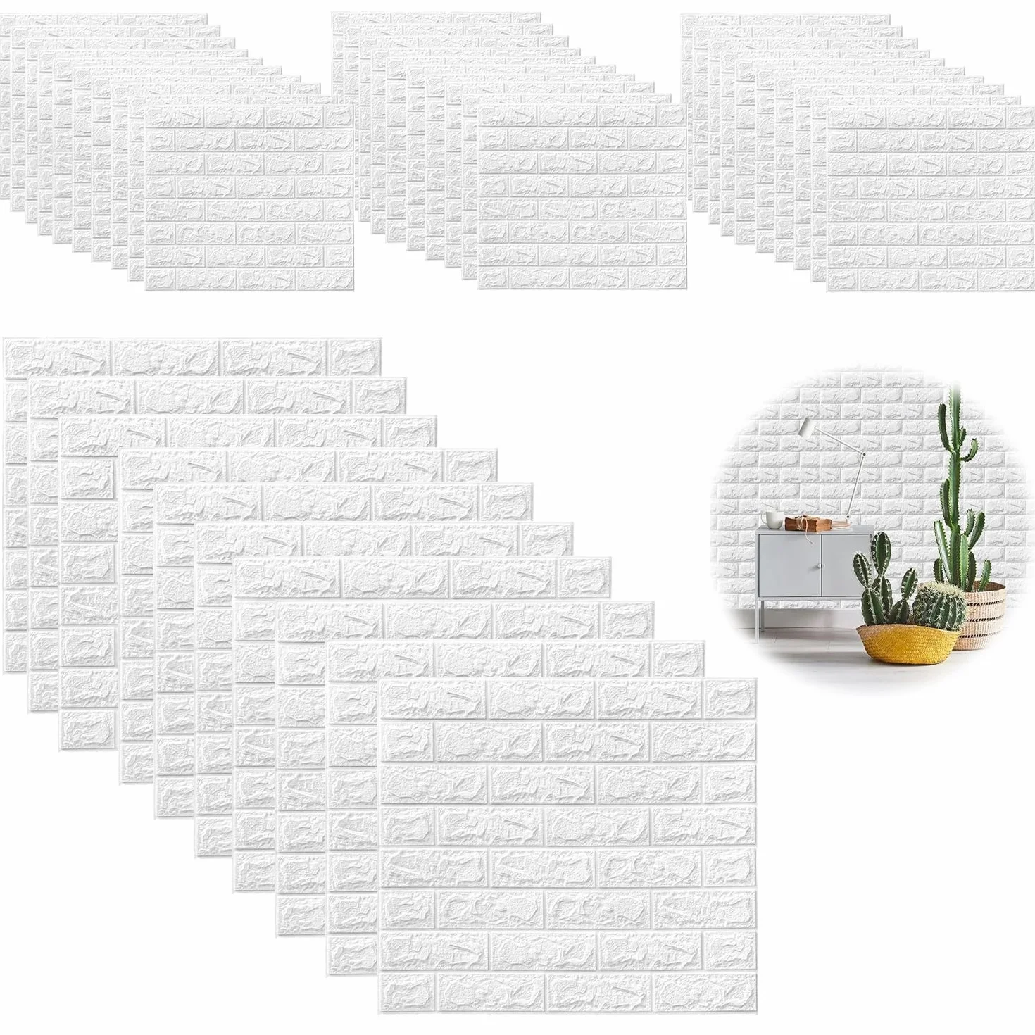 40 Stück 3d Wandpaneele Steinoptik Selbstklebend, 35 × 38 cm Wandverkleidung aus Kunststoffplatten, Wasserdicht PVC Backstein Tapete für Innenbereich, Außenbereich, Geschäftsräume (40) (40)