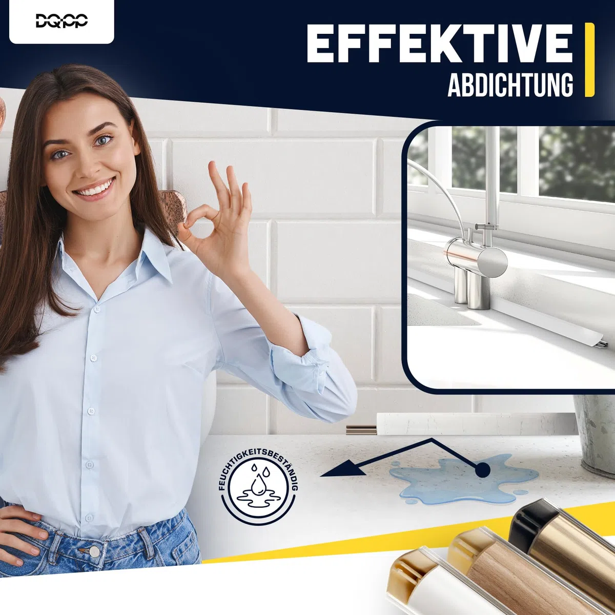 DQ-PP 3m WINKELLEISTE – Eiche Siena – 23 x 23mm – PVC – GRATIS Schrauben – Küchenleiste Arbeitsplatte Abschlussleiste Leiste Küche Küchenabschlussleiste Wandabschlussleiste Tischplattenleisten