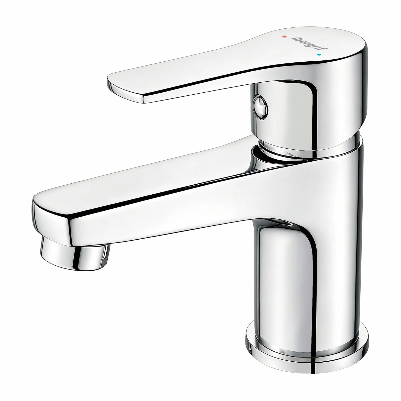 Ibergrif Wasserhahn Bad Chrom - Kompakte Mischbatterie für Kalt- und Warmwasser, Einhand-Waschtischarmatur Gäste-WC mit Keramikkartusche, Wassersparend, inkl. G 3/8 Schläuche, M11057