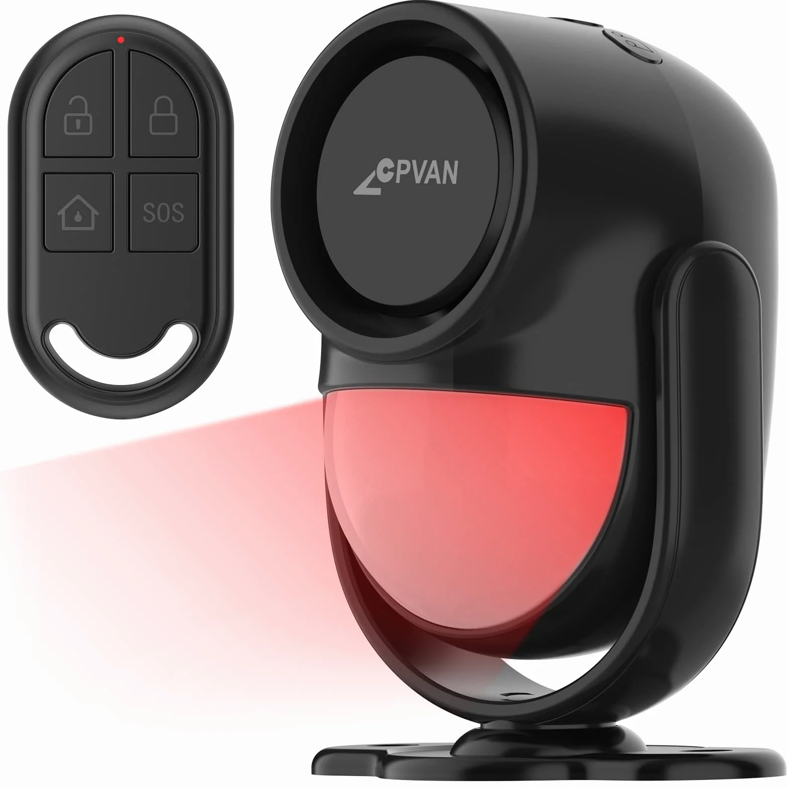 CPVAN PIR Bewegungsmelder Alarm, Bewegungssensor mit Fernbedienung, 125 dB, Anti-Diebstahl Alarmanlage für Haus, Wohnmobil, Garage, Büro, Wohnung, Auto, Geschäfte. Modell: CP2-Pro, Schwarz