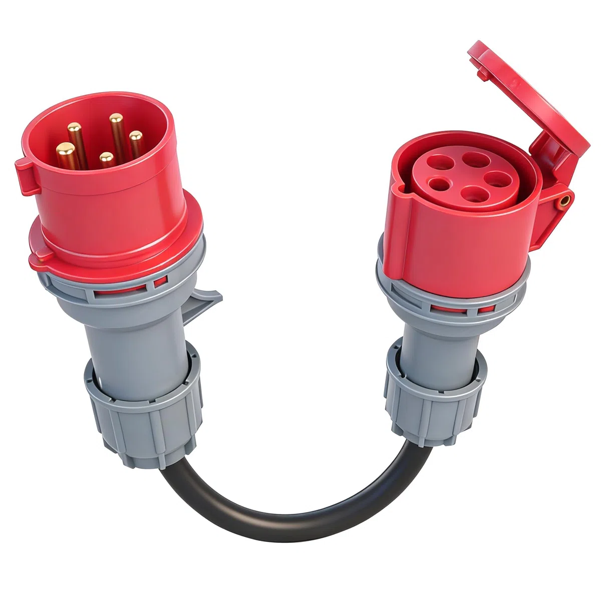 CEE Adapter 32A auf 16A, CEE Adapter 32A Stecker auf 16A Kupplung 400V 3-Phasen Starkstrom Adapter mit H07RN-F 5G2.5mm² Industriekabel EN60309, 32A auf 16A adapter IP44 Für EV-Laden 16A Ladegeräte