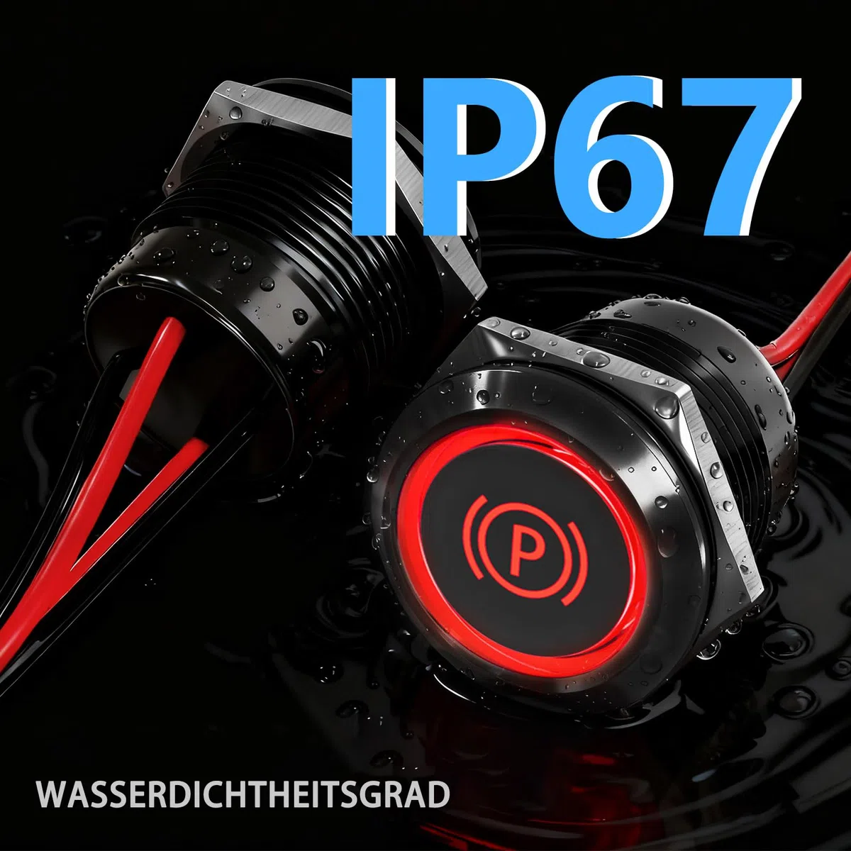 2Stück 22mm LED Taster Metall Druckknopf,Vorverdrahtet 20A 12-24V DC IP67 Leuchttaster Mit 185 Austauschbaren Symbolen 1NO1NC Für Auto,Boot,Industrie（Weiß LED）