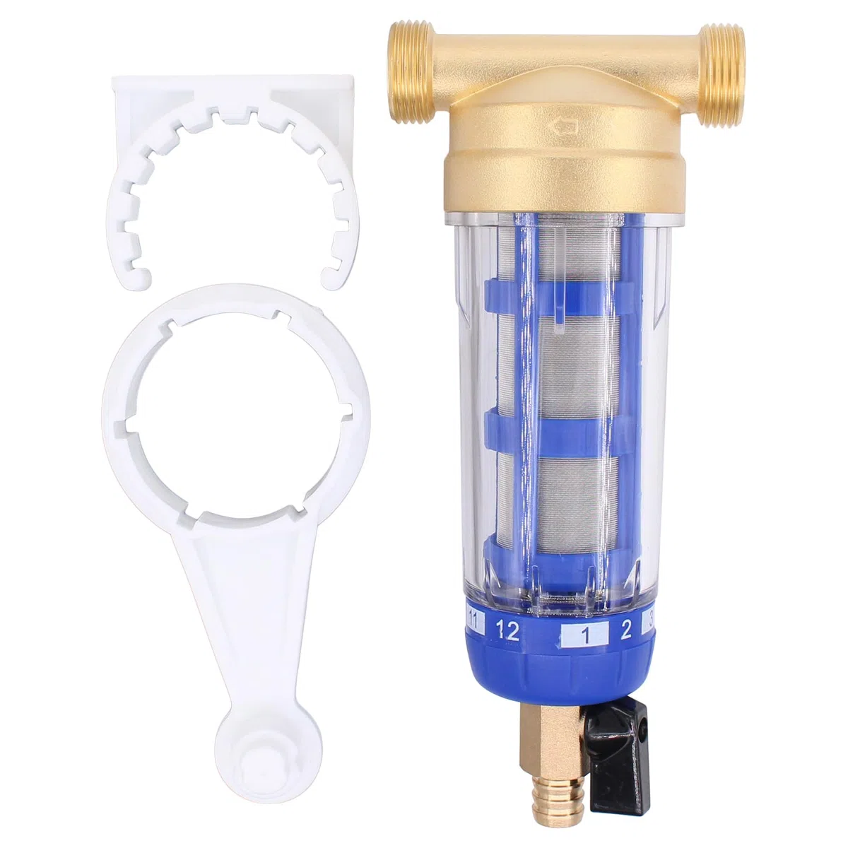 Wasserfilter wiederverwendbare Rückspülfilter Wasser Vorfilter Entkalken Regler Filter Hauswasserfilter Brunnenwasserschlauch Sedimentfilter 3/4" Wasserreiniger für ganzes Haus Wasserversorgungssystem