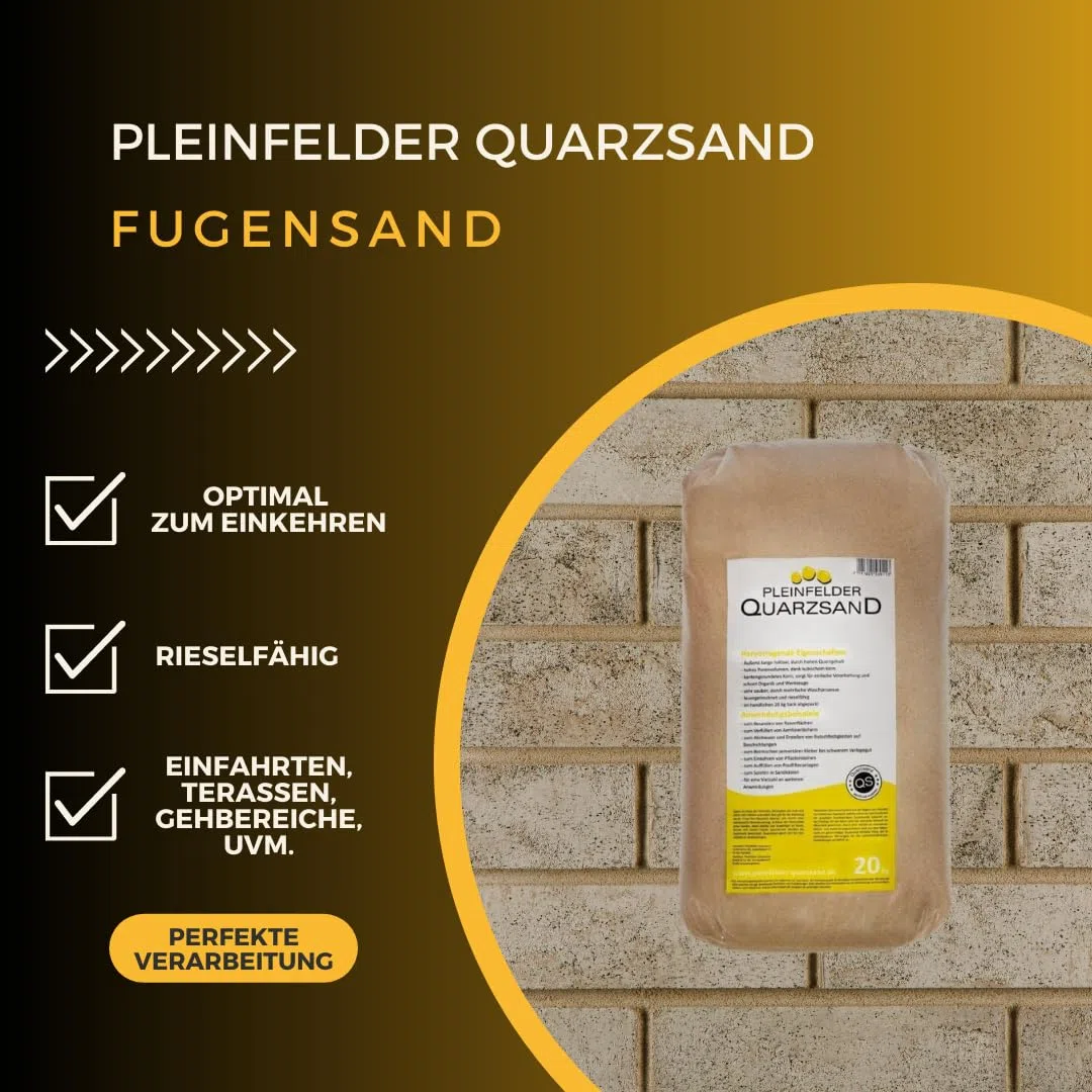 Fugensand, Einkehrsand, feuergetrockneter Quarzsand, rieselfähig, Körnung: 0,3-0,7mm, 20kg Säcke