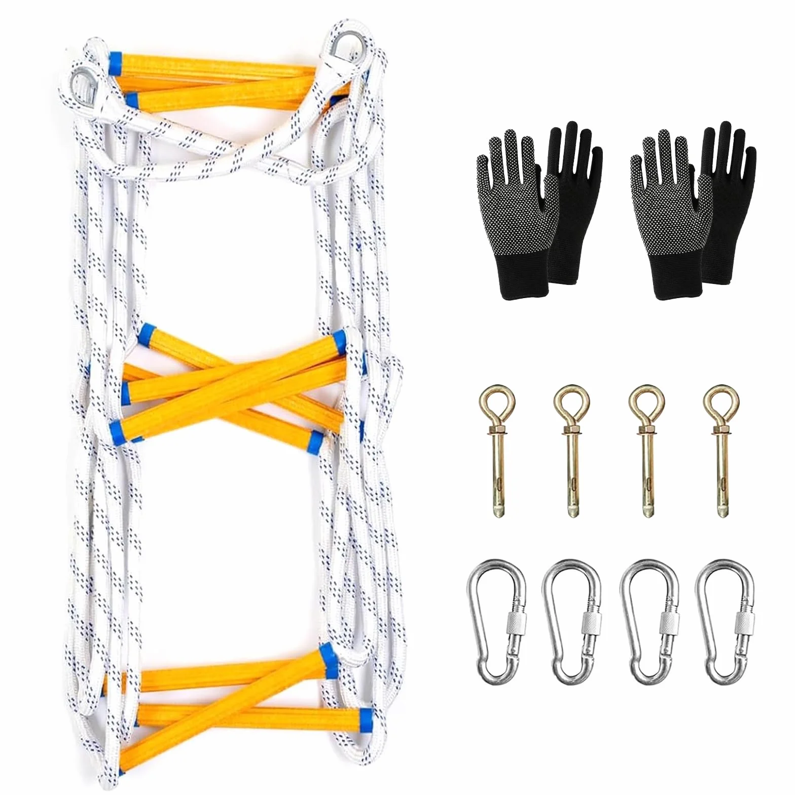 Feuerleiter Strickleiter Rettungsleiter, Tragbare Kletter-Rettungs Seilleiter, Fluchtleiter aus Schwer Entflammbarem Nylon, für Fenster Balkon Geländer Baumhaus Außen Erwachsene Kinder (5 m)