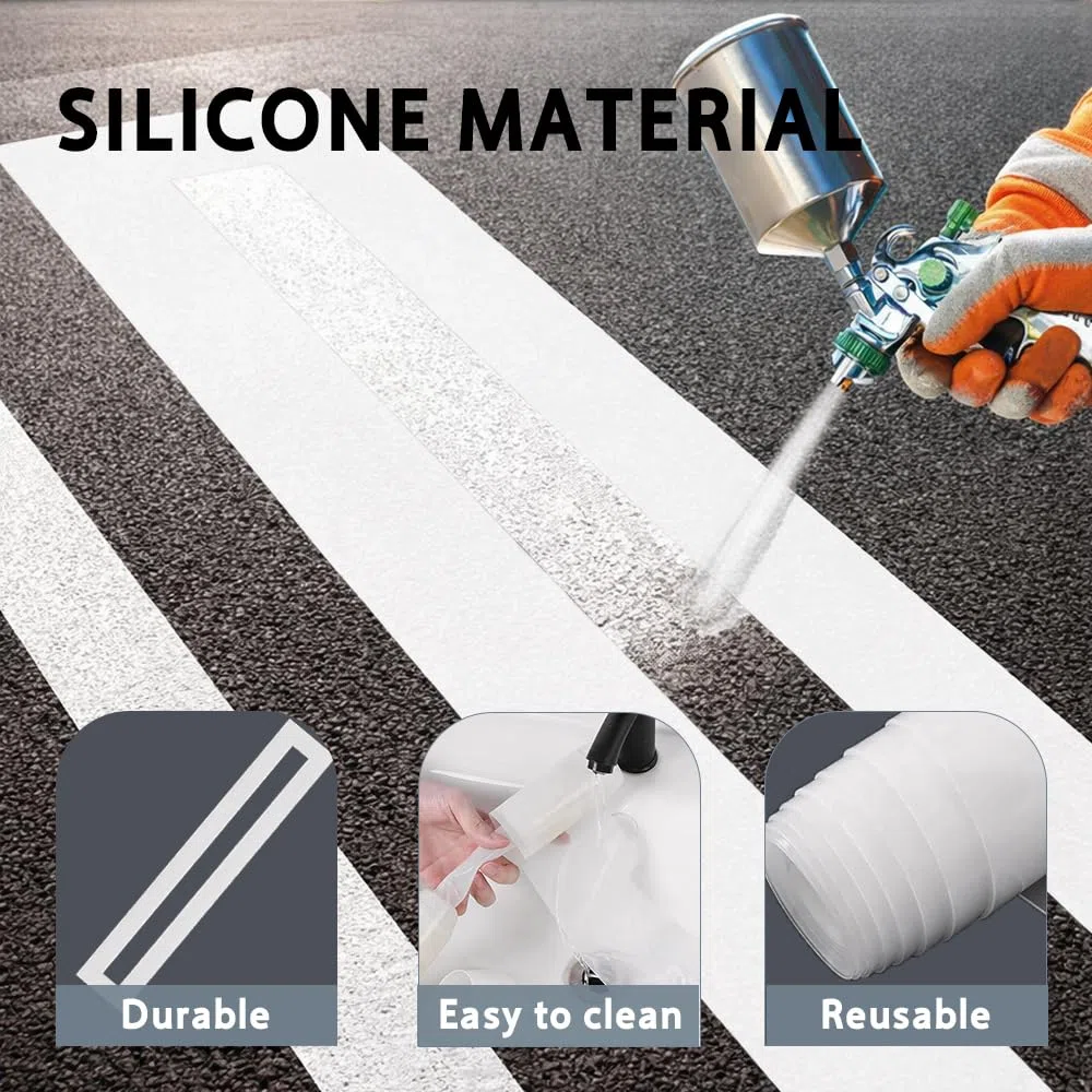 Linienmarkierung Schablone aus Silikon, Wiederverwendbare Markierschablone für Bodenmarkierung und Parkplatz Präzise, flexible Schablone für Asphalt und Beton, rollbar und leicht zu reinigen