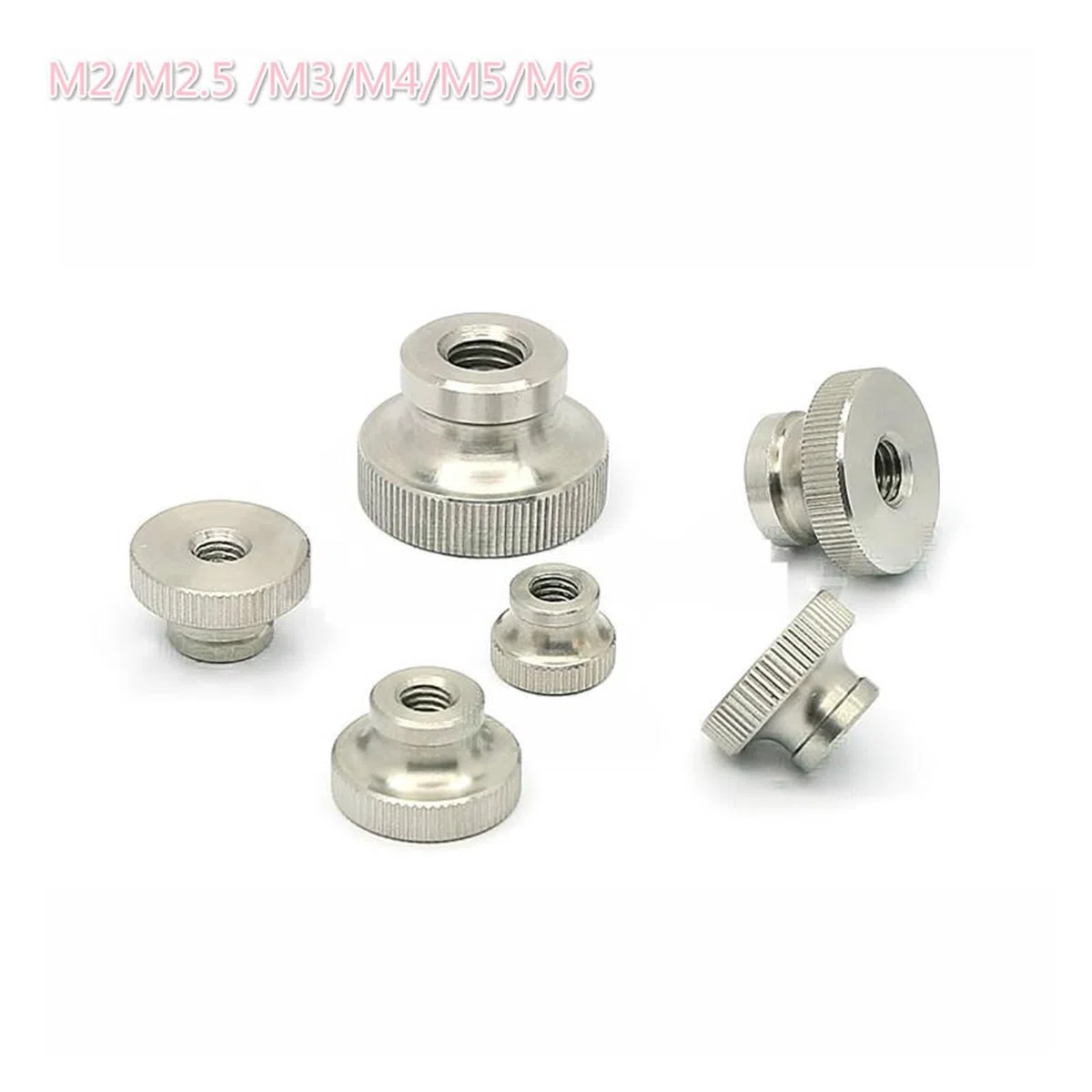 Handdrehschraube M2/M2,5 / M3/M4/M5/M6 Rändelmutter mit hohem Kopf, 304 Edelstahl, Sackloch, Durchgangsloch, dekorativer Nagel for Werbung (Farbe: Sackloch_M2, 5 Stück)(Through hole-M2.5 5PCS)